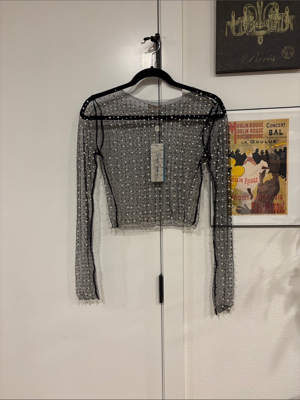 NWT Beach Bunny Look and Glisten Pearl Mesh Top - Picture 4 of 6